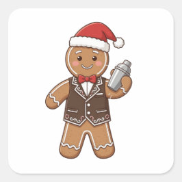 Adesivo Quadrado Barista de Pão de Mel Natal 2026 Café de Férias