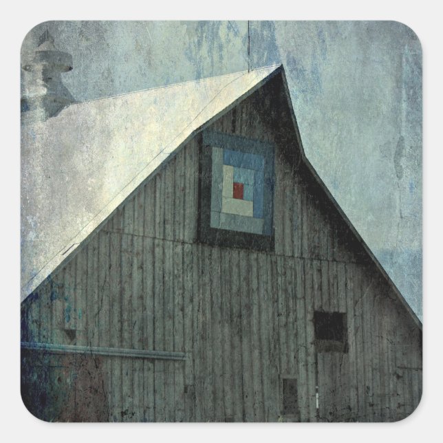 Adesivo Quadrado Barn Quilt Grunge (Frente)
