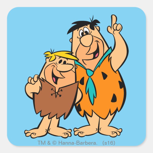 Adesivo Quadrado Barney Rubble e Fred Flintstone (Frente)