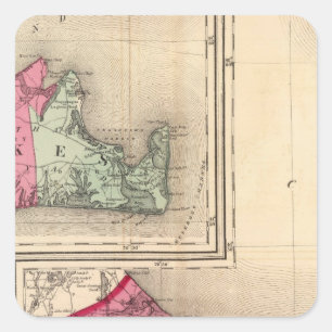 Adesivo Quadrado Barnstable, duques, condados de Nantucket