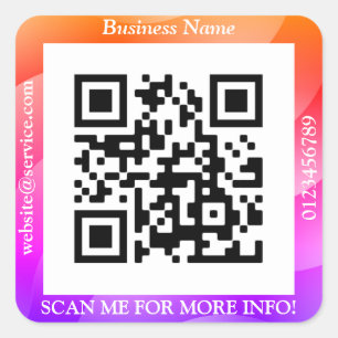 Adesivo Quadrado Barramento de código QR. Nome Website Promo, Geom