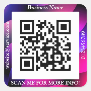 Adesivo Quadrado Barramento de código QR. Nome Website Promo, Geom