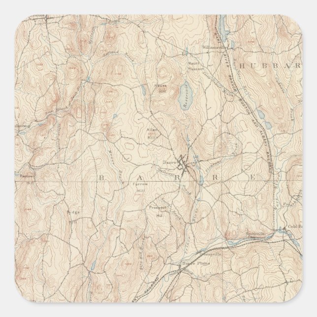 Adesivo Quadrado Barre, Massachusetts (Frente)