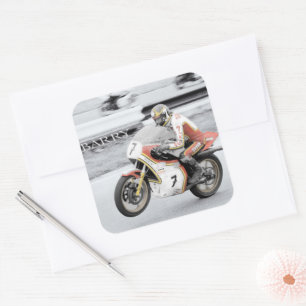 Adesivo Quadrado Barry Sheene 2, a versão de cor manual