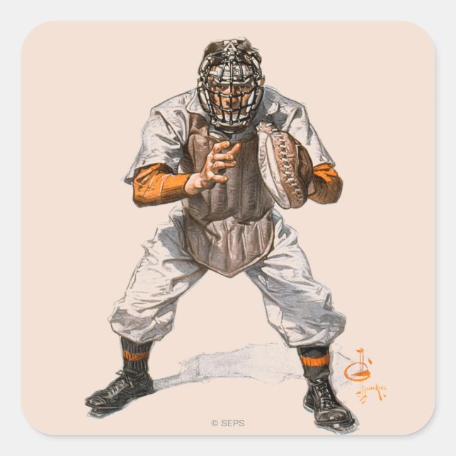 Adesivo Quadrado Baseball Catcher (Frente)