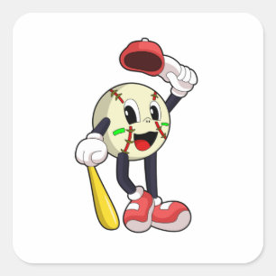 Adesivo Quadrado Baseball com bastão de beisebol