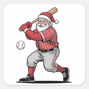 Adesivo Quadrado Baseball de Natal Jogando Papai Noel Esporte