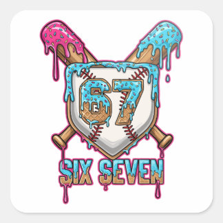 Adesivo Quadrado Baseball Drip 67 Meme — Player 6-7 / Six Seven