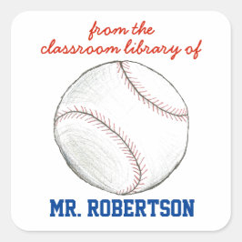 Adesivo Quadrado Baseball personalized teacher gift bookplate