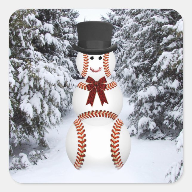 Adesivo Quadrado Baseball Snowman (Frente)