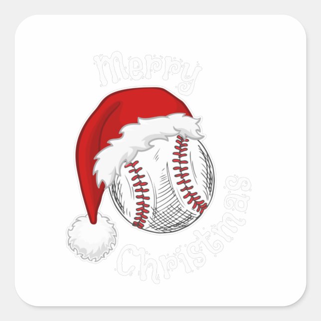 Adesivo Quadrado Baseball Sport fans Santa hat Christmas Xmas (Frente)