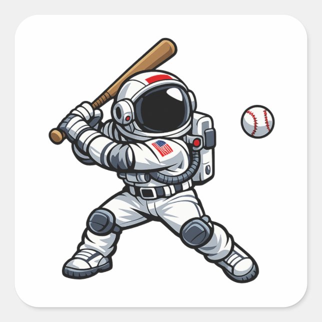 Adesivo Quadrado Basebol Astronauta (Frente)