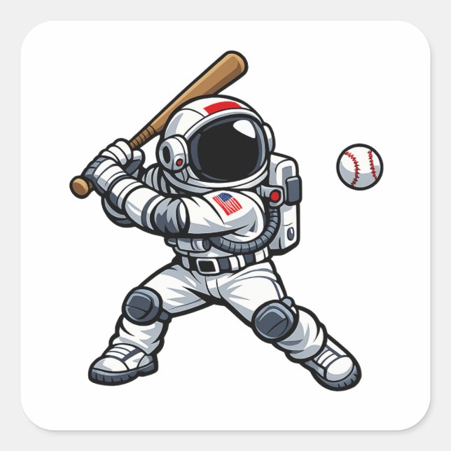 Adesivo Quadrado Basebol Astronauta (Frente)