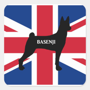 Adesivo Quadrado basenji name silhouette england United_Kingdom fla