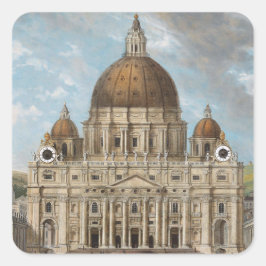Adesivo Quadrado Basilica de Peter, rua, na Cidade do Vaticano