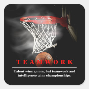 Adesivo Quadrado Basquete de Trabalho em Equipe Motivacional Inspir