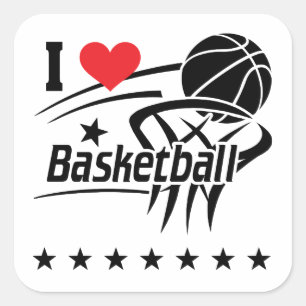 Adesivo Quadrado Basquete, Eu Adoro Basquete