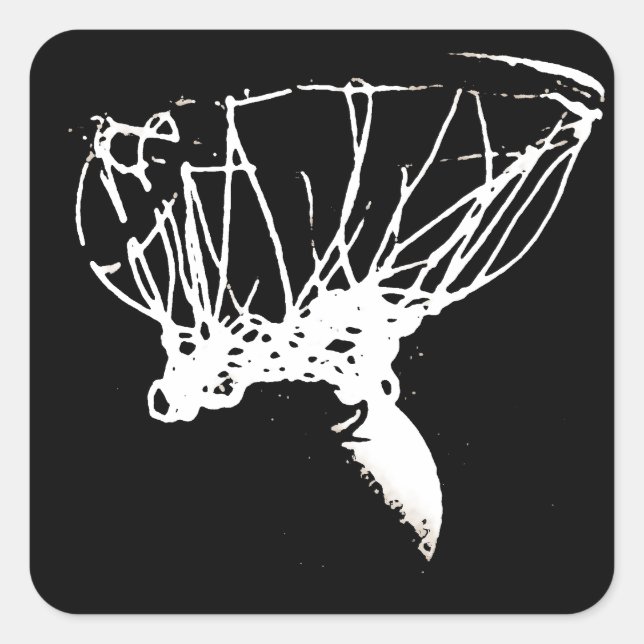 Adesivo Quadrado Basquete Pop de Arte Branca Negro (Frente)