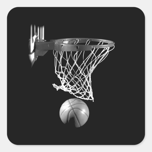 Adesivo Quadrado Basquete preto e branco (Frente)