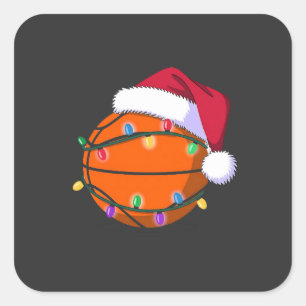 Adesivo Quadrado Basquetebol de Homem de Neve Natal Santa Beisebol