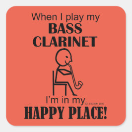 Adesivo Quadrado Bass Clarinet Happy Place Square Sticker
