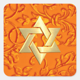 Adesivo Quadrado Bat Mitzvah Orange Damask