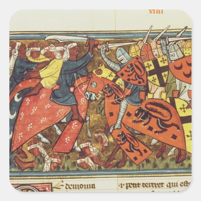 Adesivo Quadrado Batalha entre cruzadores e muçulmanos (Frente)