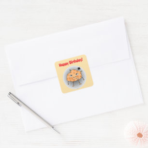 Adesivo Quadrado Batata Engraçada Feliz Aniversário Rosto