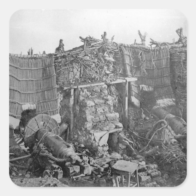 Adesivo Quadrado Bateria de duas armas durante a Guerra da Crimeia, (Frente)