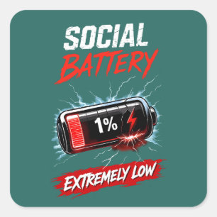 Adesivo Quadrado Bateria Social Extremamente Baixa – Introvertido E