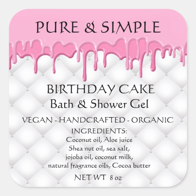 Adesivo Quadrado Bath de Bath de Birthday - Chá artesanal (Frente)
