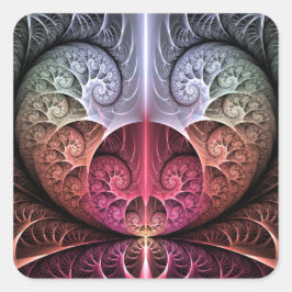Adesivo Quadrado Batimento cardíaco, Arte fractal abstrata surreal 