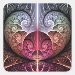 Adesivo Quadrado Batimento Cardíaco, Arte Fractal de Fantasia Surre