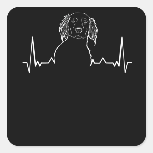 Adesivo Quadrado Batimento Cardíaco Pequeno Munsterlander (Frente)