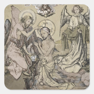 Adesivo Quadrado Batismo de Cristo morre esticado Christo