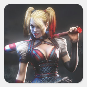 Adesivo Quadrado Batman Arkham Knight   Harley Quinn com Bat