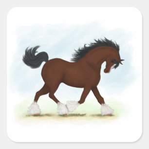 Adesivo Quadrado Bay Clydesdale Horse