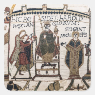 Adesivo Quadrado Bayeux Tapeçaria - Rei Harold Coronation