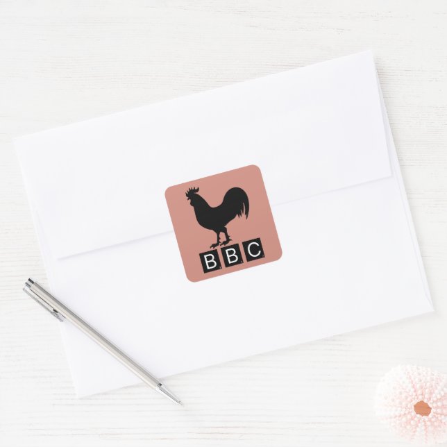 Adesivo Quadrado BBC - Grande Cockerel Preto (Envelope)