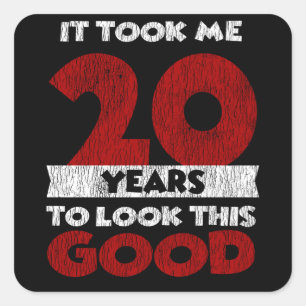 Adesivo Quadrado Bday de 20 anos me fez parecer um bom aniversário