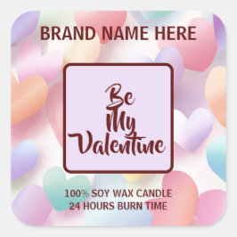 Adesivo Quadrado Be My Valentine Pastel Candle Soft Love Labels