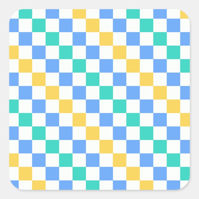 Adesivo Quadrado Beach day diagonal checkerboard pattern (Frente)