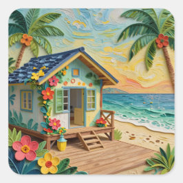 Adesivo Quadrado Beach Home Coastal Art