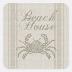 Adesivo Quadrado Beach House Carab Seashore Coastal Vintage