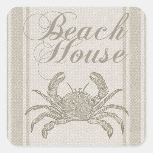Adesivo Quadrado Beach House Carab Seashore Coastal Vintage