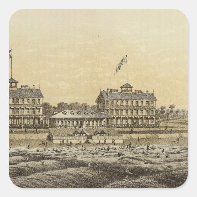 Adesivo Quadrado Beach House, Sea Girt, Monmouth Co, NJ (Frente)