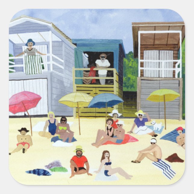 Adesivo Quadrado Beach Huts 1991 (Frente)