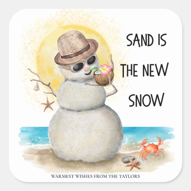 Adesivo Quadrado Beach Sandman Sand é o New Snow Christmas (Frente)