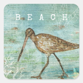 Adesivo Quadrado Beach Shorebird
