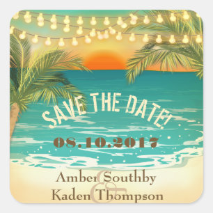 Adesivo Quadrado Beach Sunset Wedding Save the Date
